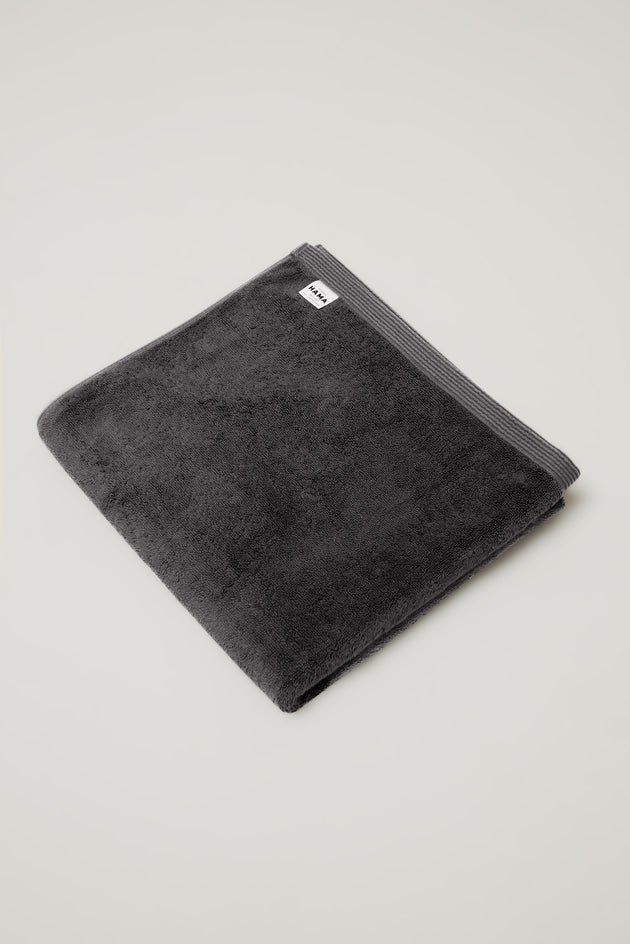 Seine, Bordered Cotton Bath Towel in Charcoal