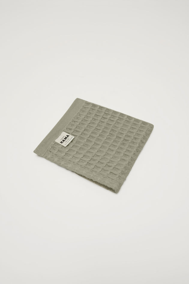 Nile, Waffle Cotton Face Cloth in Sage