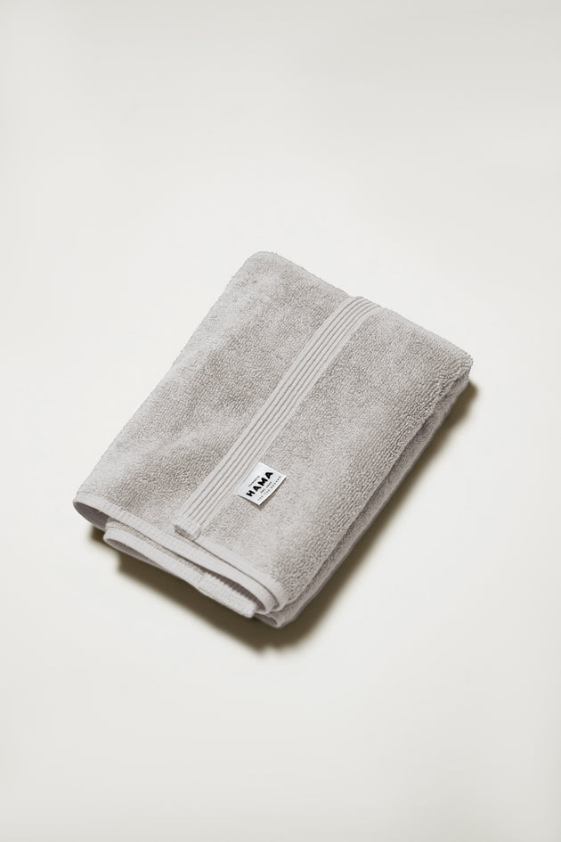 Seine, Bordered Cotton Hand Towel in Mineral