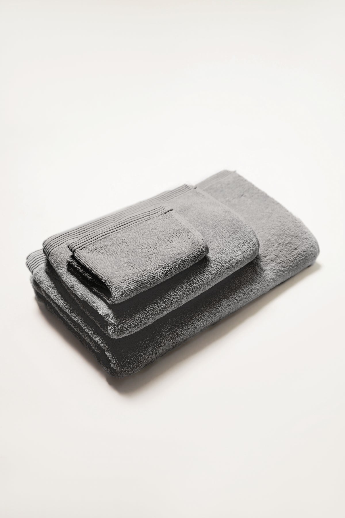 Seine, Bordered Cotton Hand Towel in Stone