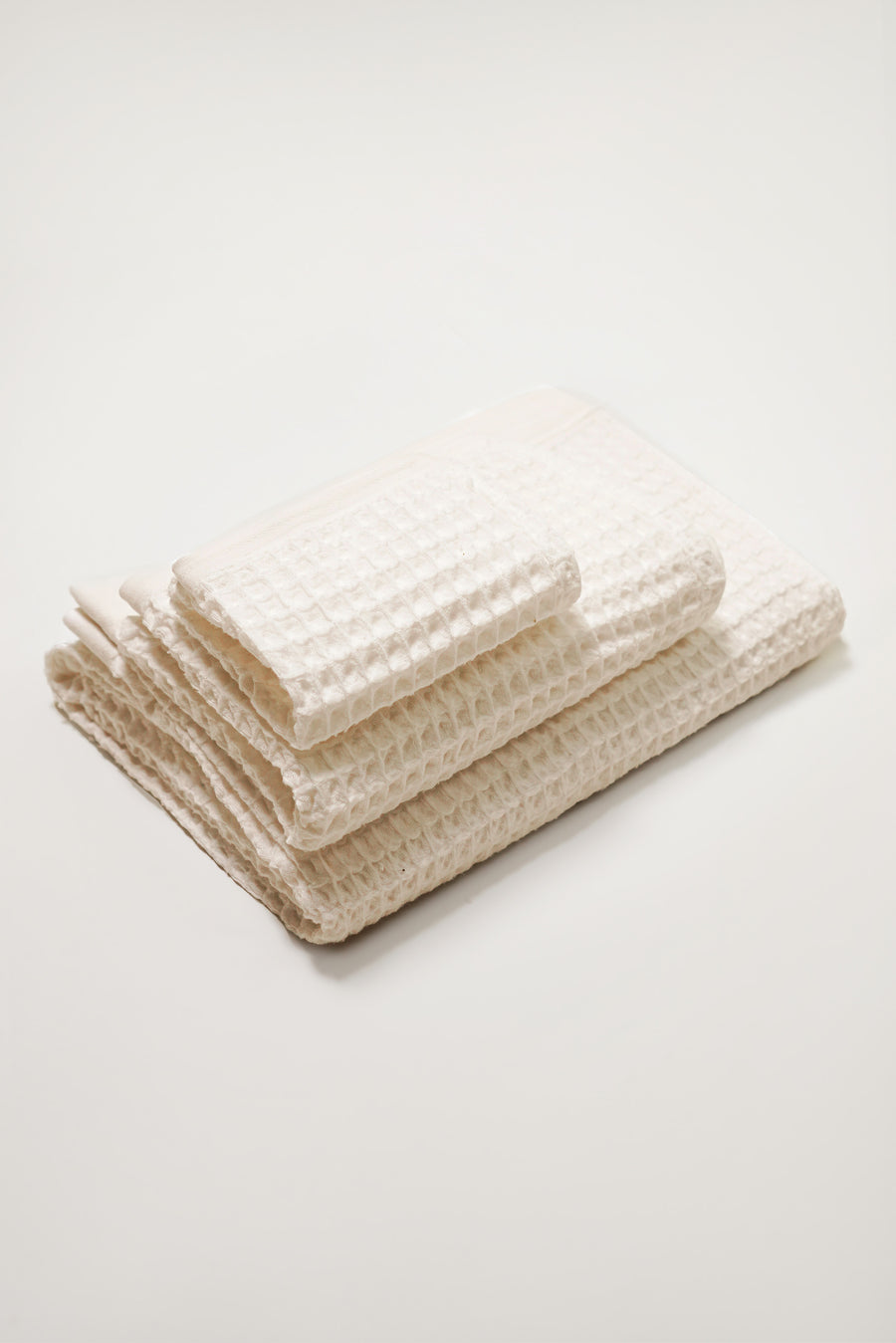 Nile, Waffle Cotton Towel Set in Ivory