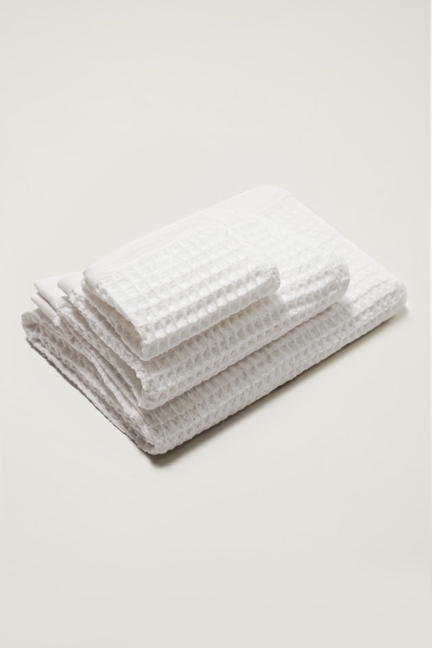 Nile, Waffle Cotton Towel Sets in White