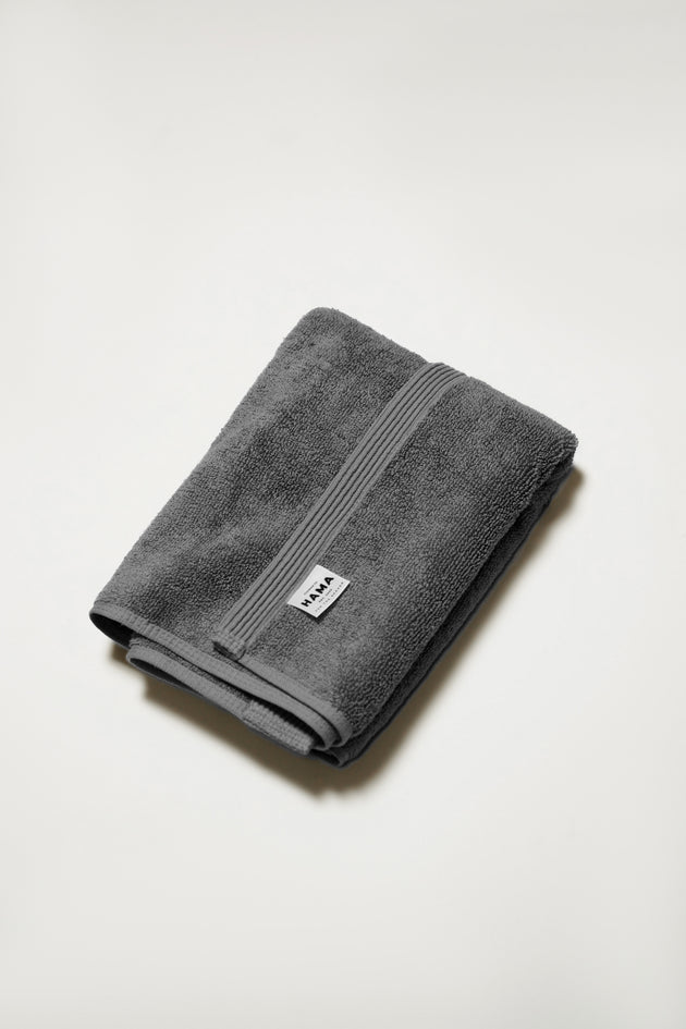 Seine, Bordered Cotton Hand Towel in Charcoal