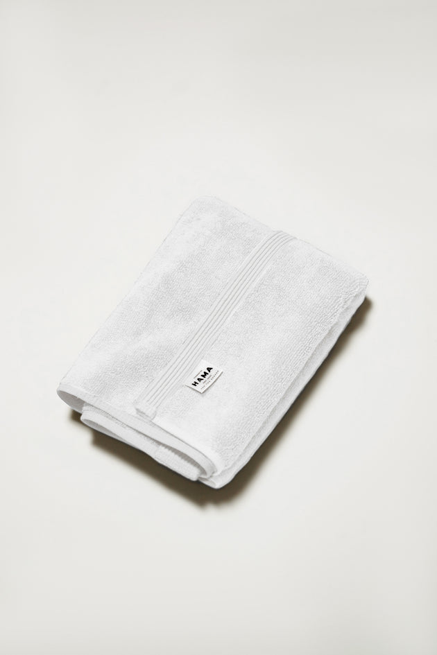 Seine, Bordered Cotton Hand Towel in White